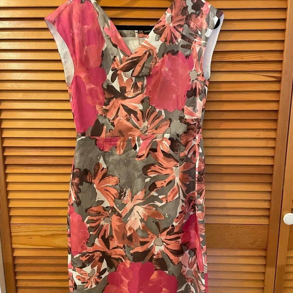 Banana Republic MadMen Cowl-Neck Dress, Size 8, Pink & Gray Fully Lined Sheath. - Picture 6 of 8